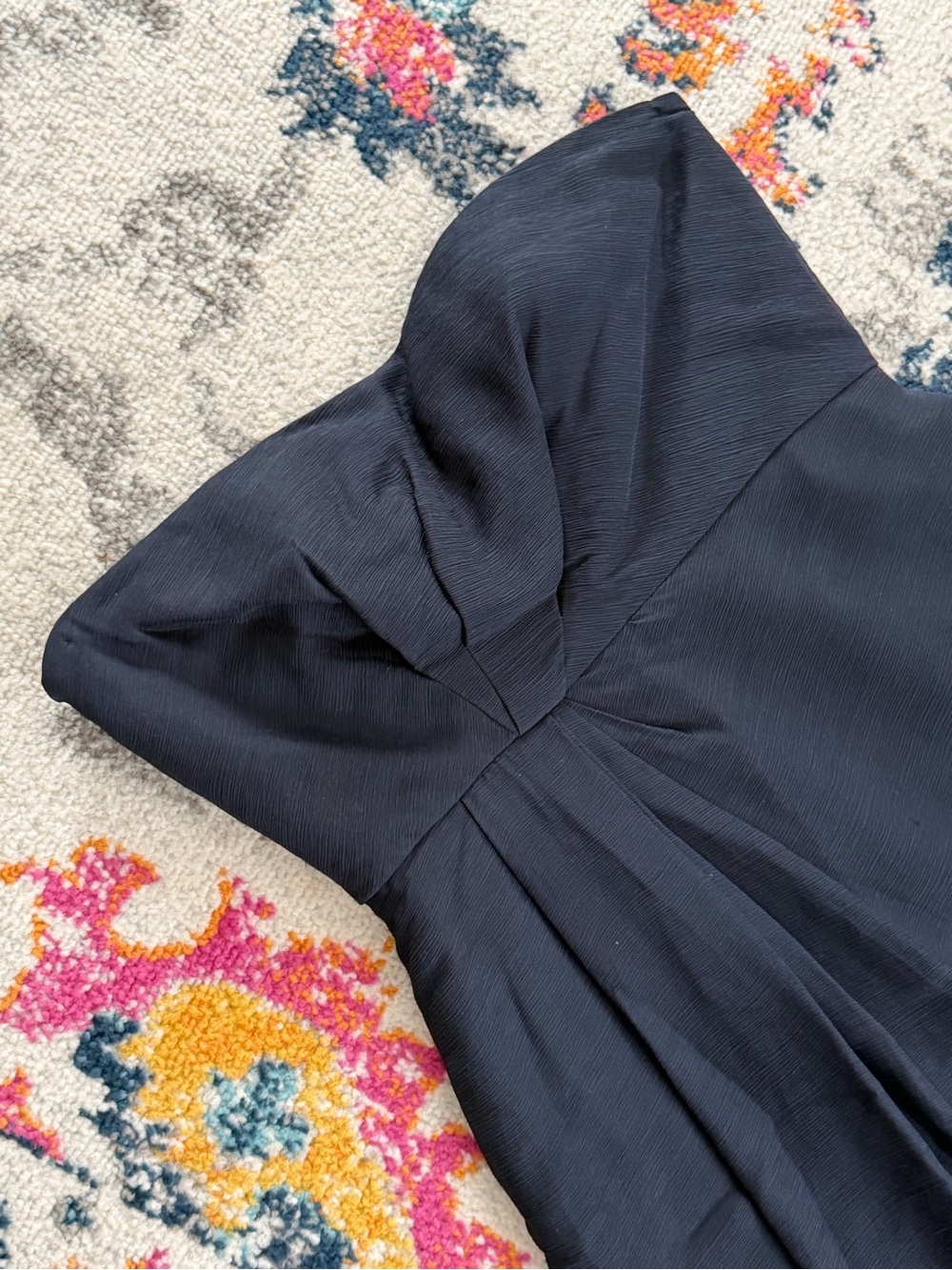 J. Crew Silk Chiffon Strapless Navy Sweetheart Bodice Dress 6 Petite